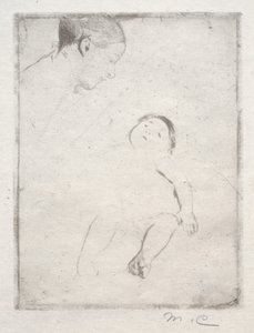 Bill acostado en el regazo de su madre, c. 1889 de Mary Cassatt
