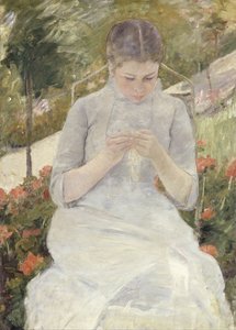 Joven en el jardín de Mary Cassatt
