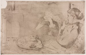 Lydia y su madre tomando té, c. 1880 de Mary Cassatt