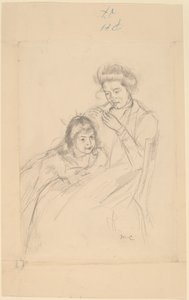Margot apoyada en la rodilla de Reine de Mary Cassatt
