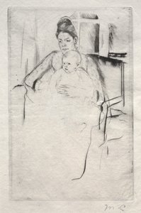 Sra. Gardner Cassatt y su bebé sentados cerca de una ventana, c. 1887