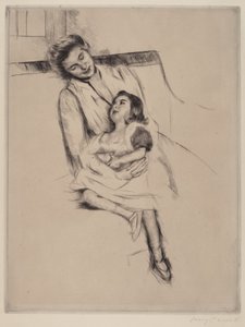 Reine y Margot sentadas en un sofá (No. 2) de Mary Cassatt