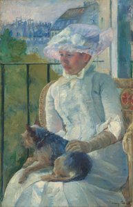 Joven niña en una ventana de Mary Cassatt