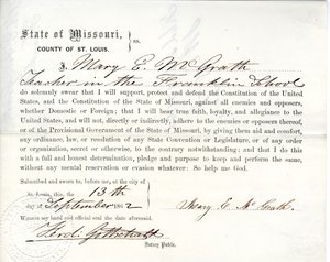 Juramento de lealtad de Mary E. McGrath de Missouri, Condado de St. Louis de Mary E. McGrath