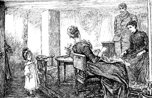 Una niña pequeña con su tía y tío que la cuidan por la tarde de Mary Ellen Edwards