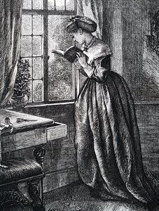 Una joven leyendo junto a una ventana abierta de Mary Ellen Edwards
