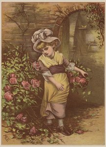 Niña recogiendo rosas