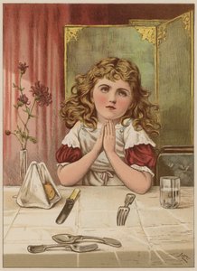Niña rezando antes de la comida