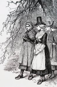 Chicas Galesas en una Feria de Hollantide, una Feria de Contratación, Esperando ser Empleadas como Sirvientas Domésticas de Mary Ellen Edwards