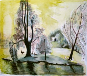 Stourhead, lago nocturno, 2006 (acuarela)