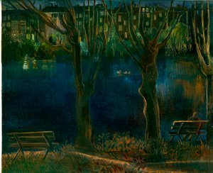 El estanque; South End Green, 2011 (óleo sobre tabla) de Mary Kuper