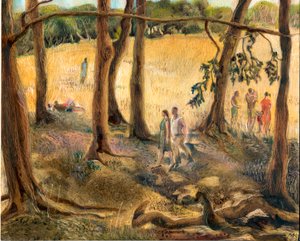 Bajo los árboles, Hampstead Heath, 2002 (óleo sobre tabla) de Mary Kuper
