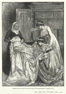 "Lisbeth sacudió ante ellos los pliegues del vestido de novia de su abuela"