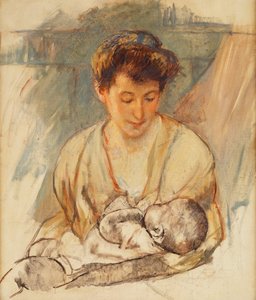Madre Rosa Mirando a su Bebé Dormido, c.1900 de Mary Cassatt