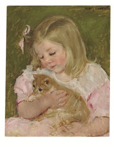Sara sosteniendo un gato, c.1907-08 (óleo sobre lienzo)