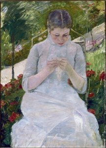 Mujer cosiendo de Mary Stevenson Cassatt