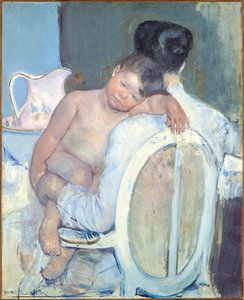 Mujer sentada con un niño en sus brazos de Mary Cassatt