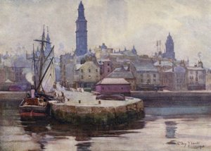 West Harbour, Greenock (litografía en color) de Mary Young Hunter
