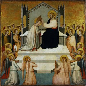 Coronación de la Virgen - La Coronación de la Virgen - Maso di Banco (?-1348) - 1335-1340 - Tempera on panel - 51.2x51.7 - Szepmuveszeti Muzeum, Budapest de Maso di Banco