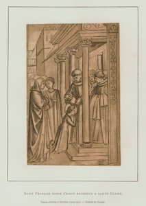 San Francisco de Asís cortando el cabello de Santa Clara de Maso di Banco Giottino