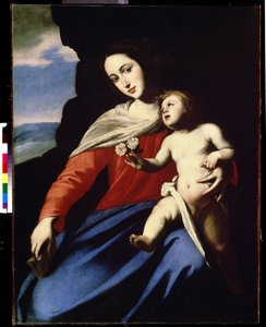 La Virgen y el Niño (Virgen y el Niño). Pintura de Massimo Stanzione (circa 1585-circa 1658). Óleo sobre tela de Massimo Stanzione
