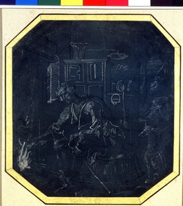 Parábola del hijo pródigo: el joven ante el fuego. Dibujo del Maestro de Amberes (activo alrededor de 1520), principios del siglo XVI. Museo Pushkin, Moscú