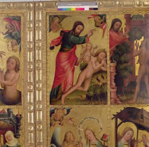 La Creación de Eva, un panel del Altar de Grabower, el Altar Mayor de San Pedro en Hamburgo de Master Bertram of Minden