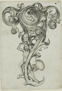 Ornamento de cardo con hombre salvaje de Master E.S.