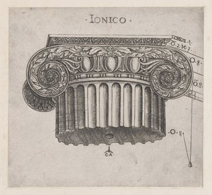 Speculum Romanae Magnificentiae: Capitel jónico, ca. 1537 de Master GA