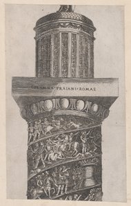 Speculum Romanae Magnificentiae: La parte superior de la Columna de Trajano, mostrando ara..., siglo XVI de Master GA