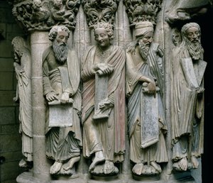 (Detalle) del Pórtico de la Gloria con los profetas del Antiguo Testamento