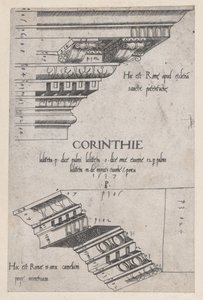 Speculum Romanae Magnificentiae: Entablamentos de Santa Pudenziana y el Arco de Camigl..., 1537
