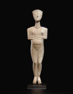 Figura femenina reclinada cicládica, pieza de nombre del Maestro Schuster, Cicládico Temprano II, c.2400 a.C. (mármol) de Master Schuster