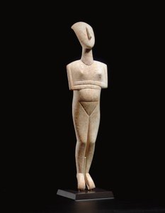 Figura femenina reclinada cicládica, pieza de nombre del Maestro Schuster, Cicládico Temprano II, c.2400 a.C. (mármol) de Master Schuster