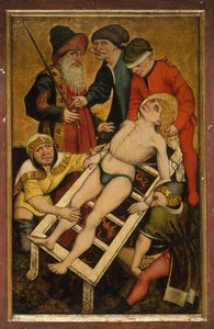El martirio de San Lorenzo, reverso Dar de beber al sediento de Master of Alkmaar