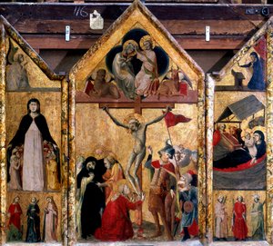 Tríptico con la Crucifixión como panel central, c. 1333 de Master of Bologna