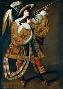El ángel arcabucero, parte de una serie de pinturas del Maestro de Calamarca de Master of Calamarca