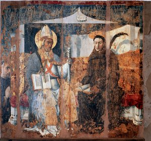 San Eleuterio de Tournai y San Placido (Fresco de Master of Cesio