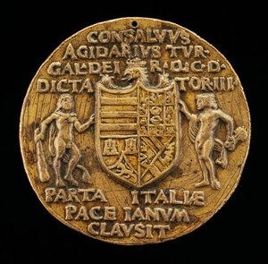 Escudo sostenido por Hércules y Jano [reverso] de Master of Coriolanus