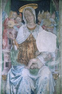 Italia, Piemonte, Serralunga di Crea, Sacro Monte di Crea, Basílica de Santa Maria Assunta, capilla, fresco de Master of Crea