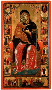 Madonna y el Niño entronizados con diecisiete escenas de la vida de la Virgen, siglo XIII de Master of Florence