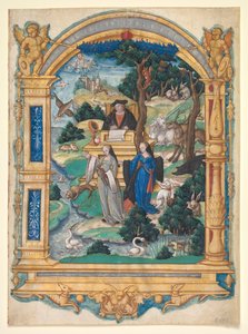 Frontispiece Miniature from the Manuscript of a Poem by Guillaume Crétin: Debate Between Two Women de Master of Francis I