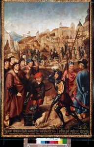La leyenda de San Rombaut (La Leyenda de San Rumbold). Pintura del Maestro de Frankfurt (1460-alrededor de 1533). Óleo sobre madera. Arte renacentista flamenco. Museo del Hermitage, San Petersburgo. de Master of Frankfurt
