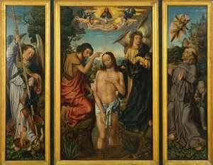 Tríptico del Bautismo de Cristo - Maestro de Frankfurt (1460-ca. 1533) - c. 1510 - Óleo sobre tabla - 169x213,5 - Museu Nacional d