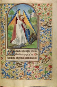 San Miguel luchando contra el diablo de Master of Jacques of Luxembourg