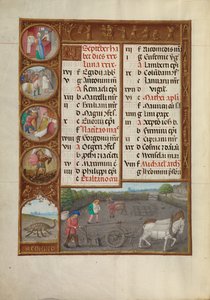 Página del calendario de septiembre; Arar y sembrar; Escorpio