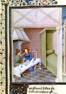 Una escena del Decamerón, Salabetto e Iancofiore. 1430-1455 (miniatura)