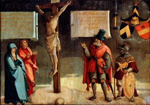 Crucifixión con donantes, siglo XVI