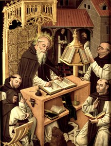 San Jerónimo en el scriptorium, ca 1485 de Master of Monasterio de Santa María