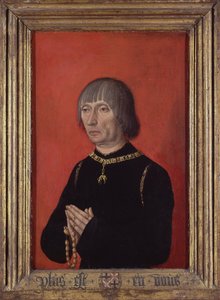 ""Retrato de Luis de Brujas, Señor de Gruuthuse (1422-1492)"" Pintura del maestro de retratos de príncipes (activo alrededor de 1450) Circa 1490 Groeningemuseum, Brujas